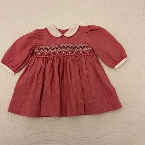 Carriage Boutiques red & white mini check smocked dress
